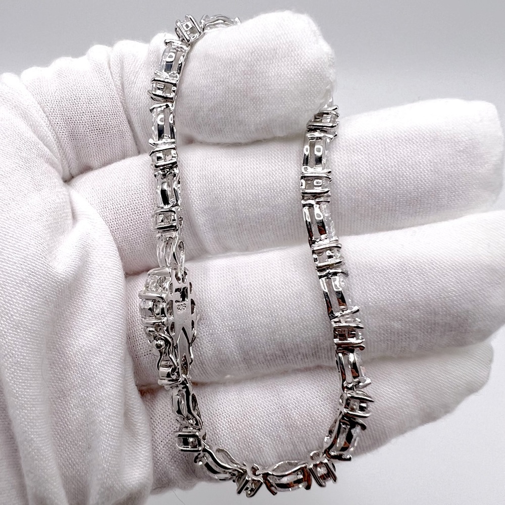 Sterling 8” Marquise & Round Cz Bracelet - Picture 6 of 17